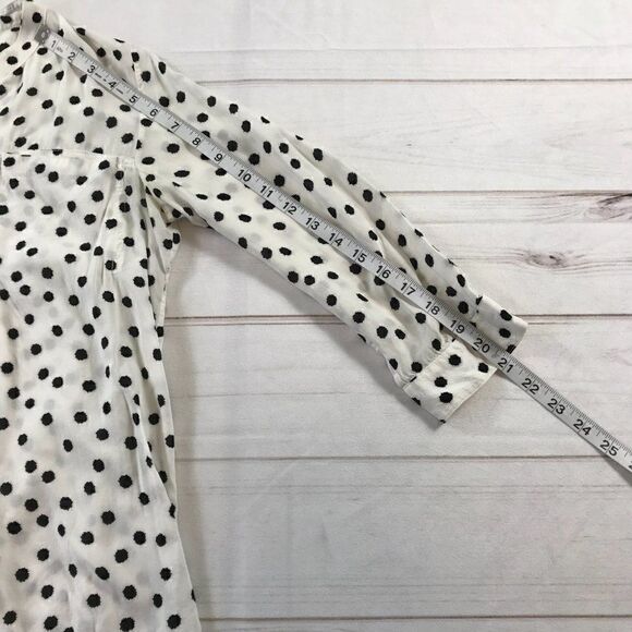 Anthro Maeve Women White Blouse Polka Dots Small - Picture 7 of 11
